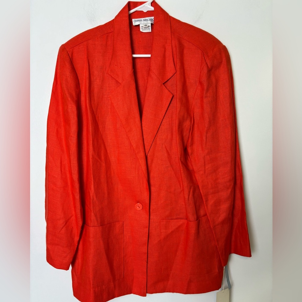 Bright Red Single-Button Women’s Blazer
